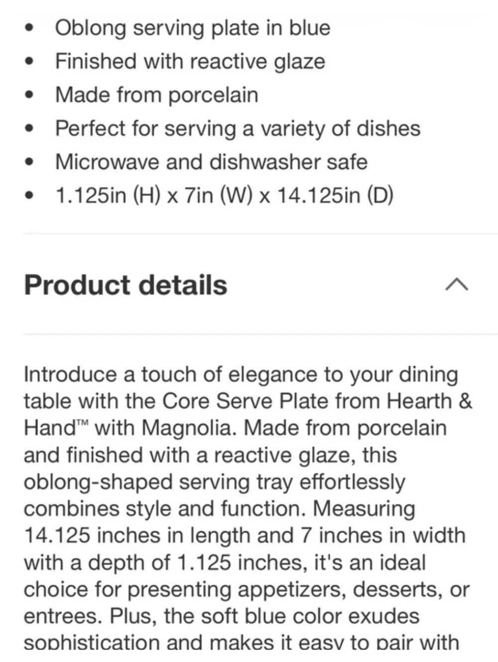 Hearth & Hand NWT Porcelain Serve Platter Tray Reactive Glaze In Pale Blue